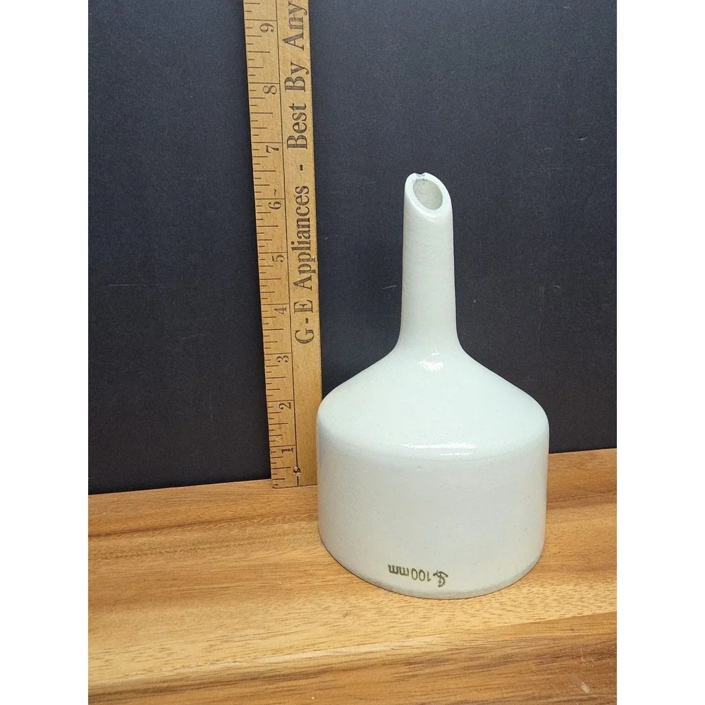 Vtg USA 100 mm Porcelain Funnel White Glazed Filter Strainer